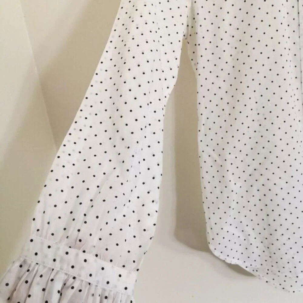 Like‎ New J Crew Classic-fit Ruffle Neck Shirt In Sweet Spots Size 2